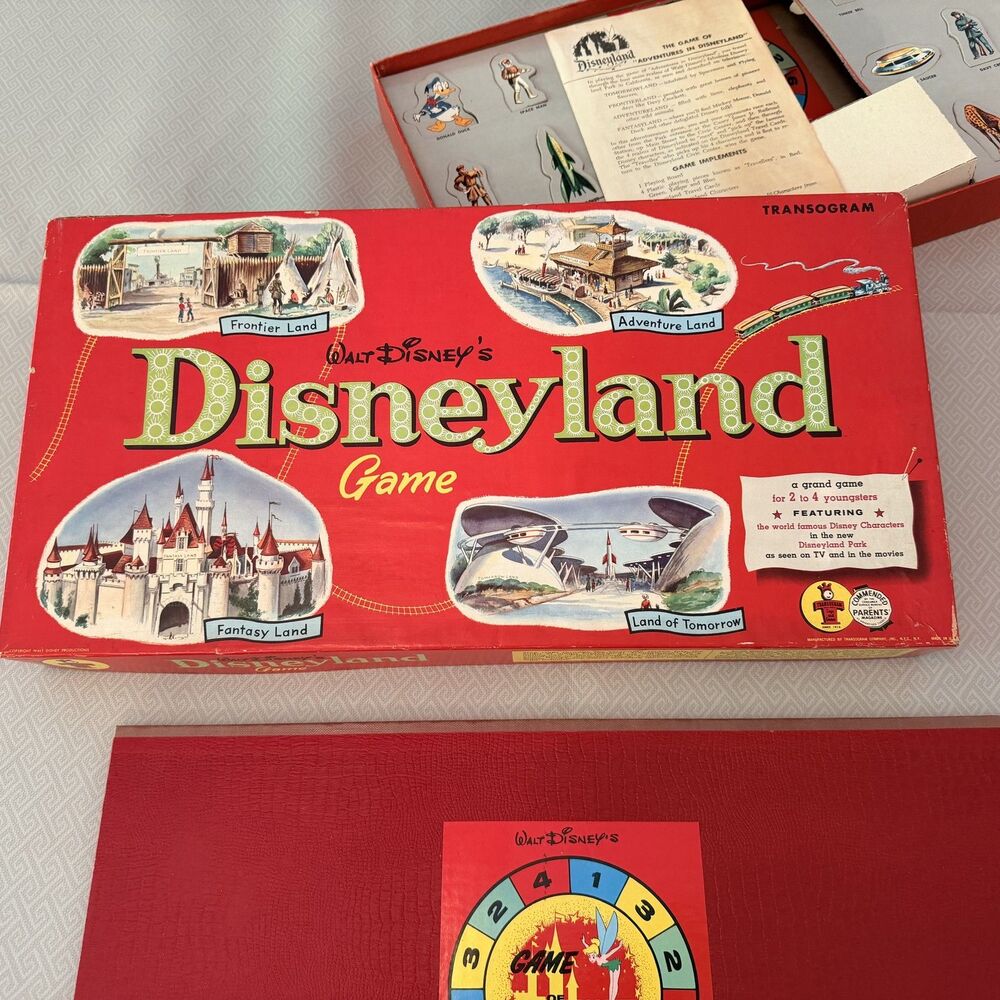 Vintage 1956 Walt Disney's Disneyland Game Transogram Board Game COMPLETE!